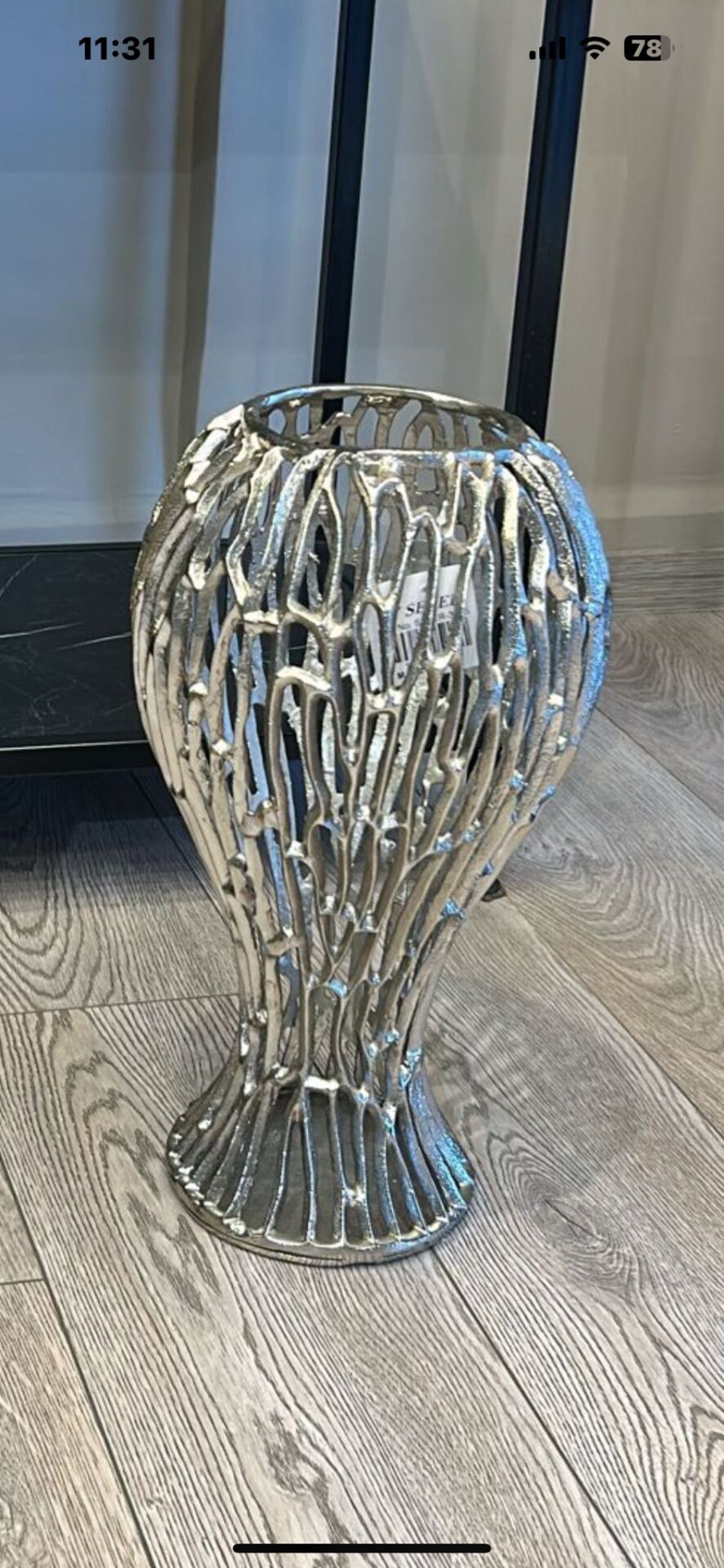 DÖKÜM VAZO 38 CM GÜMÜŞ
