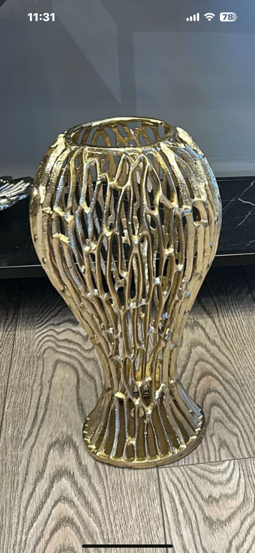DÖKÜM VAZO 38 CM GOLD