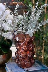 CAM BALONCUKLU KABARTMALI VAZO AMBER 25 CM