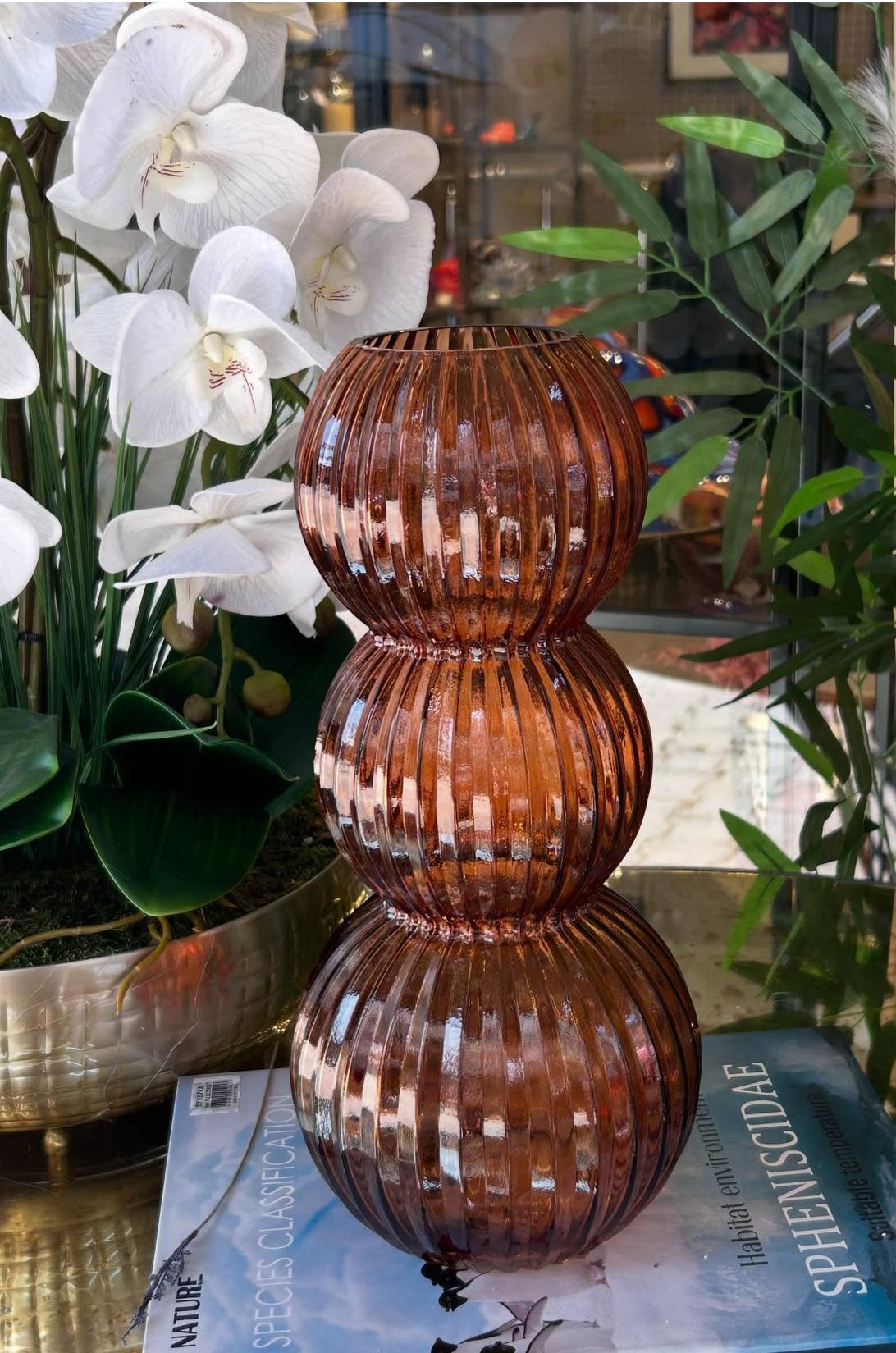 CAM BOĞUMLU VAZO AMBER 32 CM