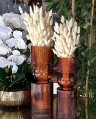 2Lİ CAM VAZO 30CM - 35CM AMBER