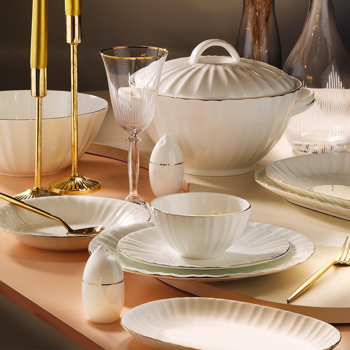 ARYILDIZ BONE ROSE PORSELEN 60 PARÇA YEMEK TAKIMI