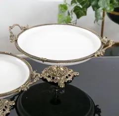 YUVARLAK PORSELEN KULPLU AYAKLI SUNUM 29 CM OKSİT