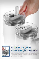 NEOFLAM FİKA LUMİ DÖNER KULPLU TERMOS 950 ML BEYAZ