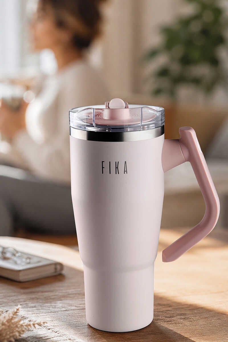 NEOFLAM FİKA LUMİ DÖNER KULPLU TERMOS 950 ML PUDRA