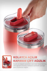 NEOFLAM FİKA LUMİ DÖNER KULPLU TERMOS 950 ML KIRMIZI