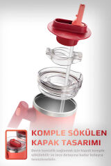 NEOFLAM FİKA LUMİ DÖNER KULPLU TERMOS 950 ML KIRMIZI
