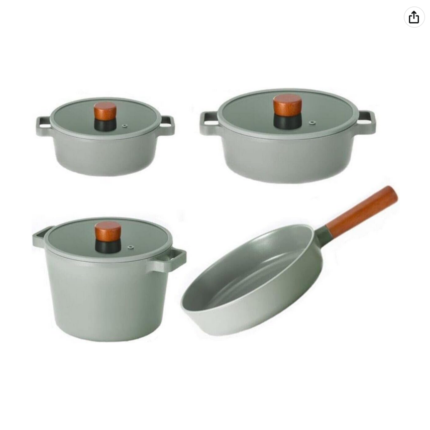 NEOFLAM Fika Gri 7 Parça Tencere Ve Tava Seti